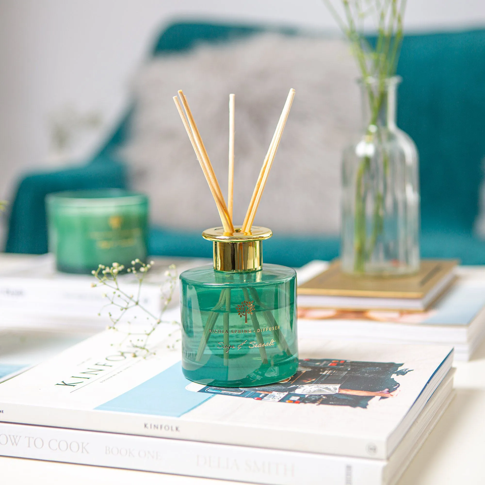 200ml Sage & Seasalt Glass Reed Diffuser - By Nicola Spring