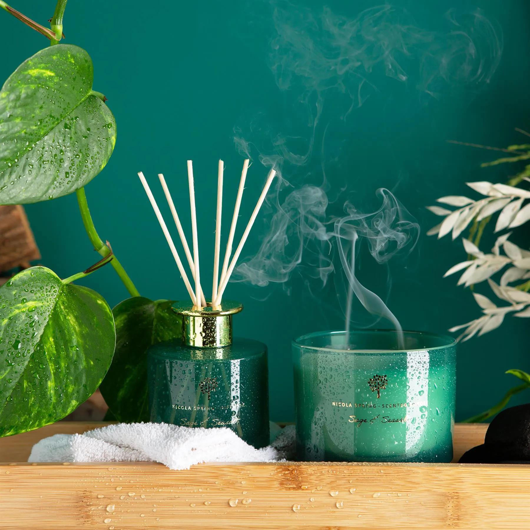 200ml Sage & Seasalt Glass Reed Diffuser - By Nicola Spring