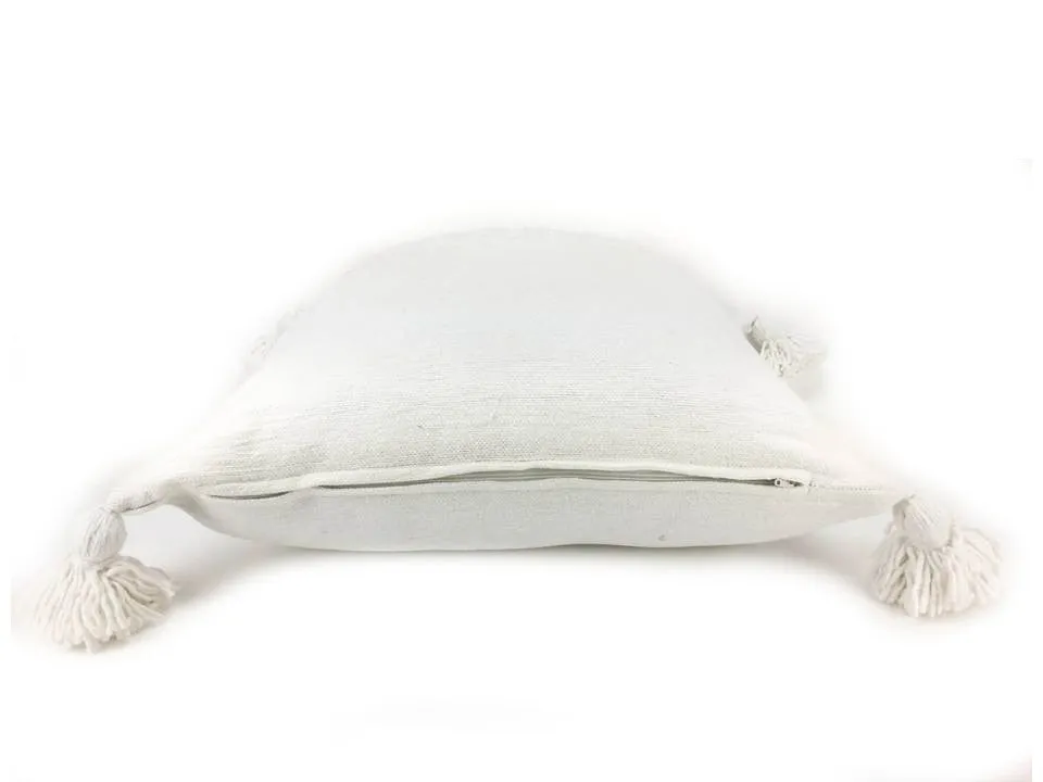 24" x 24" White Pom Pom Euro Sham Pillow Cover