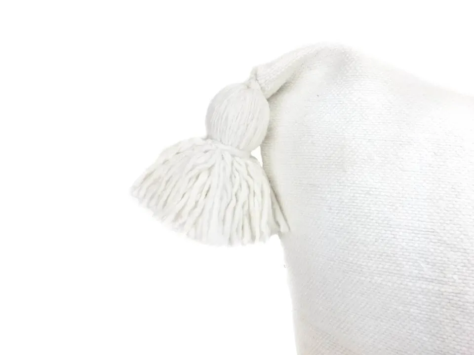 24" x 24" White Pom Pom Euro Sham Pillow Cover