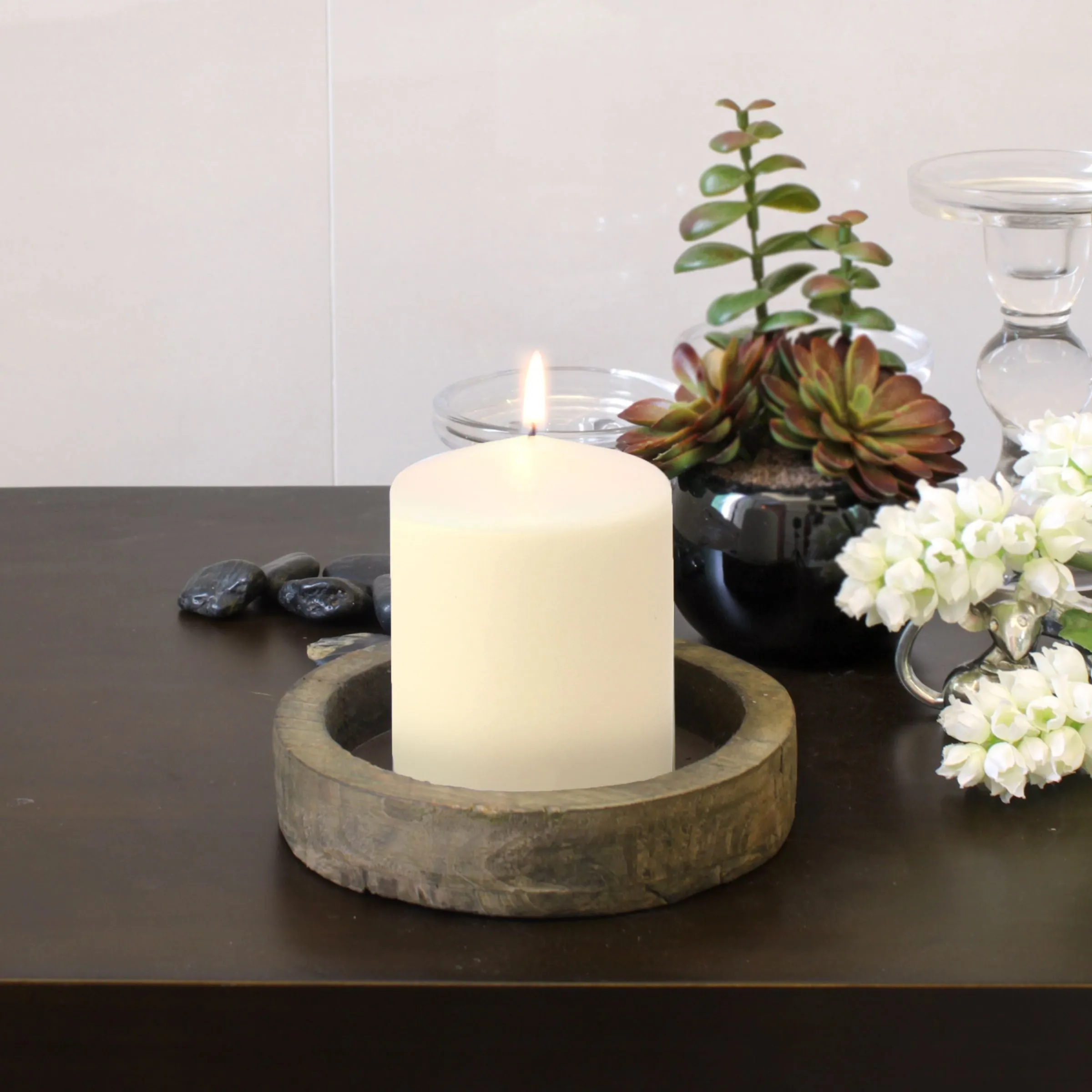 3 x 4 Unscented Ivory Pillar Candles, Set of 6 (WS)