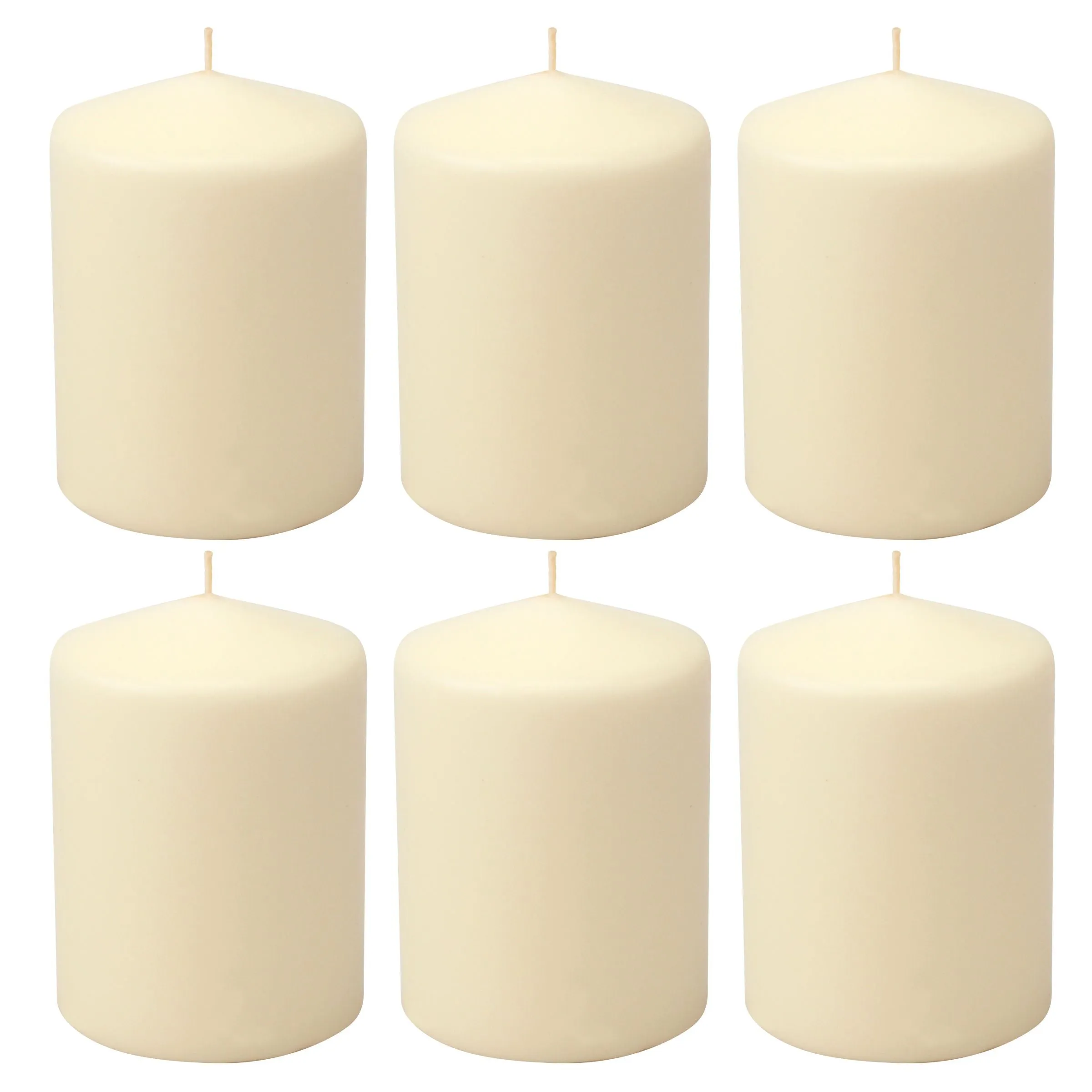 3 x 4 Unscented Ivory Pillar Candles, Set of 6 (WS)