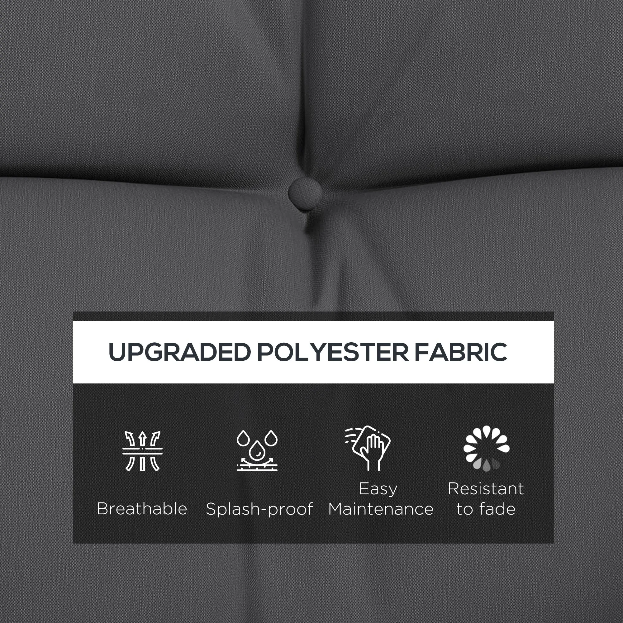 4-Piece Back and Seat Cushion Replacement with 2 Pillows, Patio Chair Cushions Set with Ties, Charcoal Grey