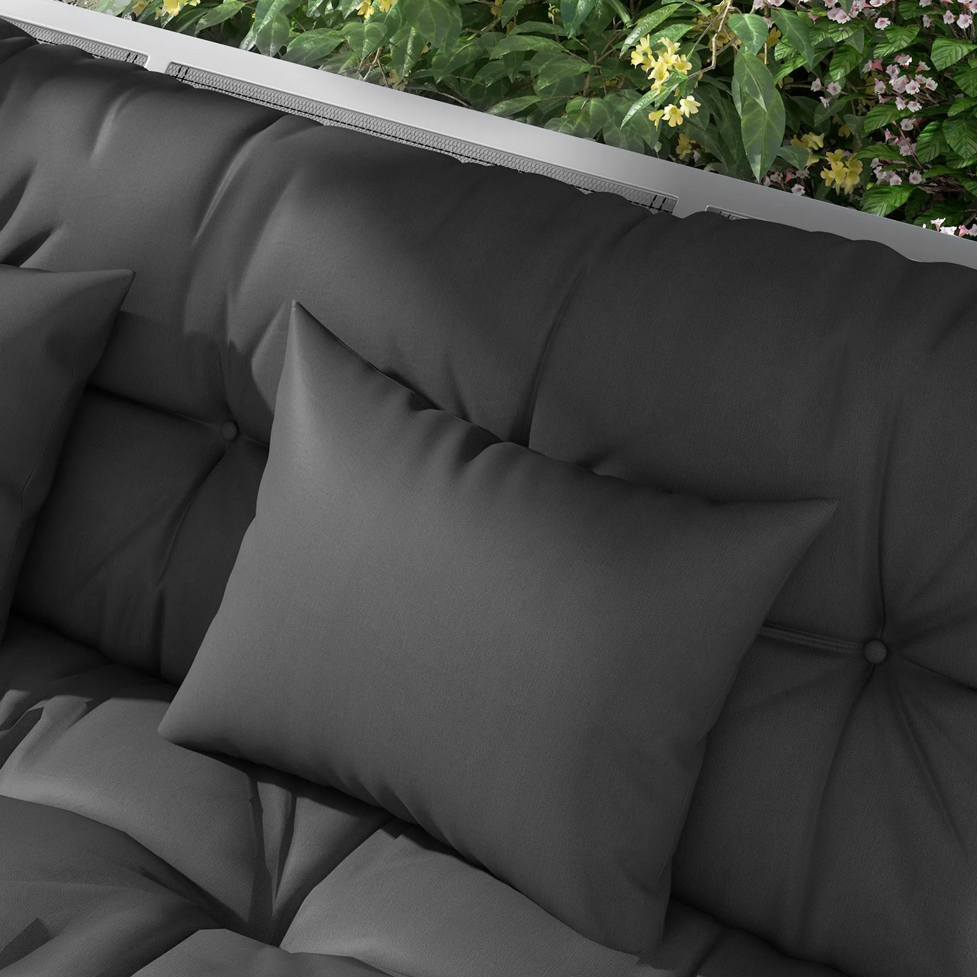 4-Piece Back and Seat Cushion Replacement with 2 Pillows, Patio Chair Cushions Set with Ties, Charcoal Grey