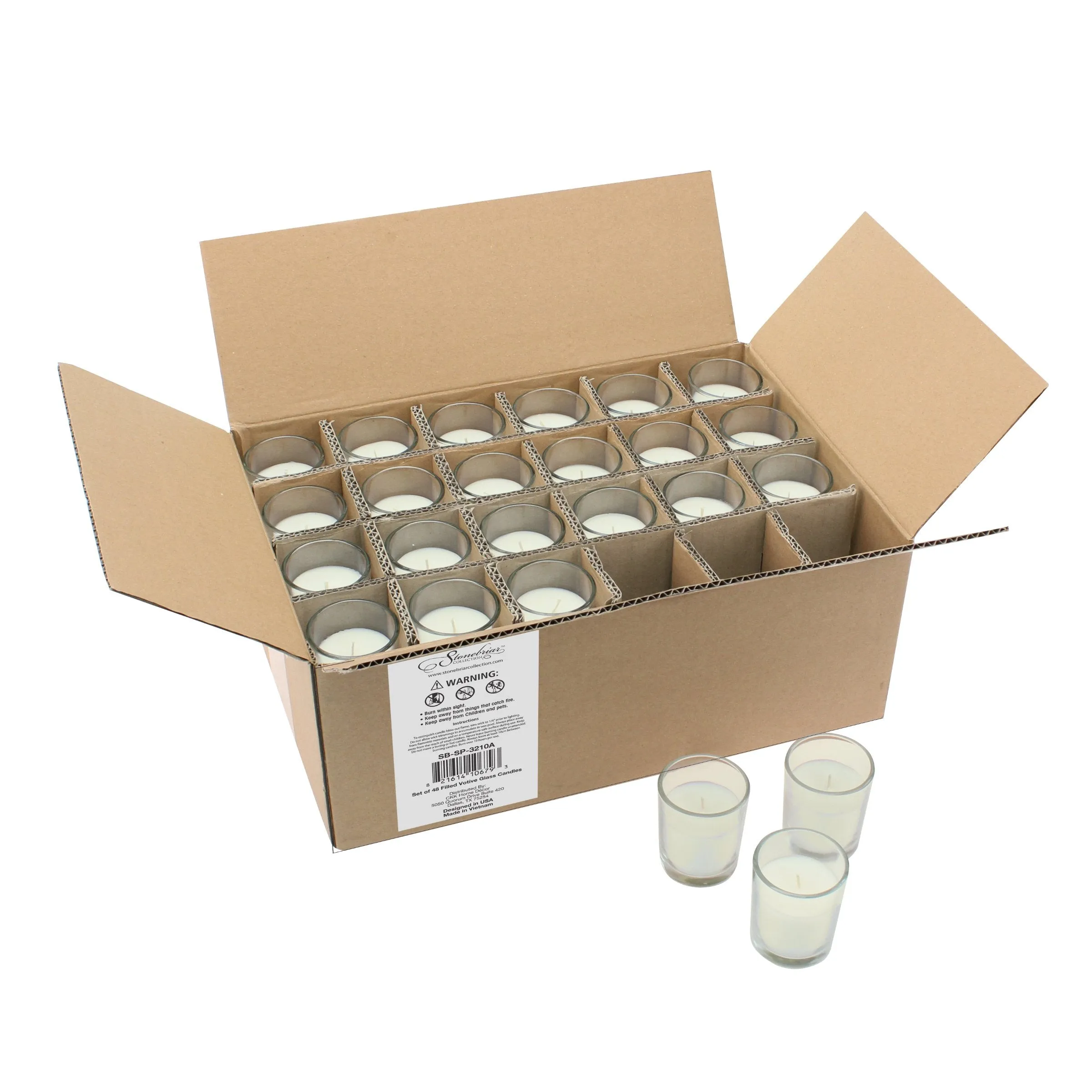 48-Pack Unscented Long Burning Clear Glass Ivory Wax Filled Votive Candles (WS)