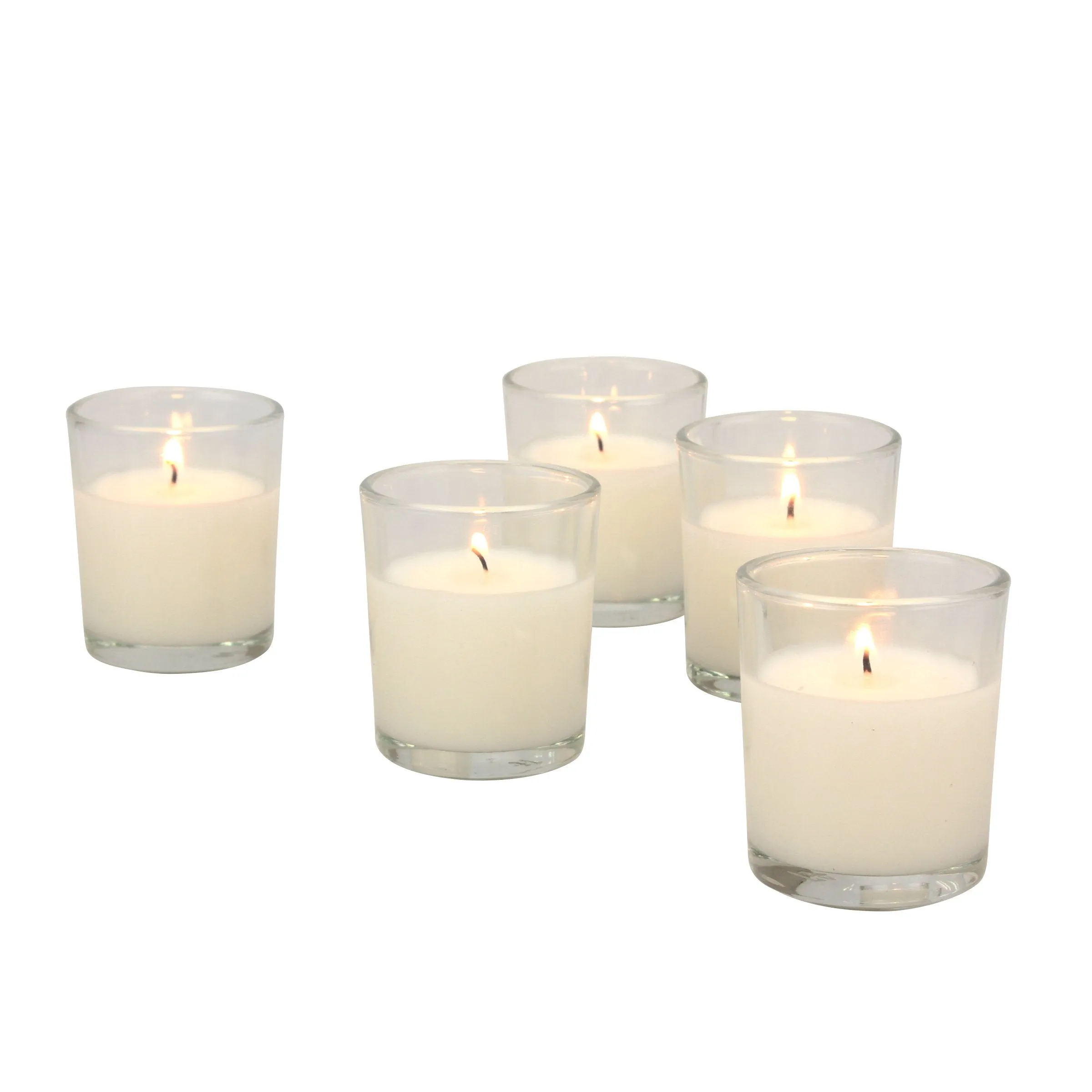 48-Pack Unscented Long Burning Clear Glass Ivory Wax Filled Votive Candles (WS)