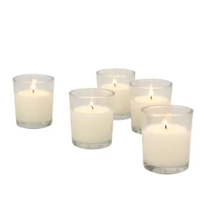 48-Pack Unscented Long Burning Clear Glass Ivory Wax Filled Votive Candles (WS)
