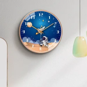 8 Inch Silent Kids Wall Clock Astronaut Space Decor