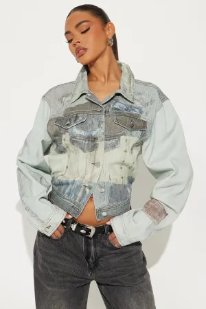 A Work Of Art Denim Jacket - Multi Color