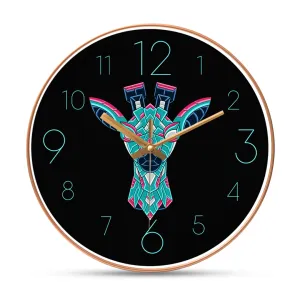 Abstract colorful giraffe wall clock