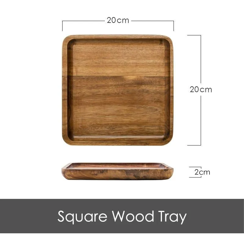 Acacia Wood Geometric Serving Tray