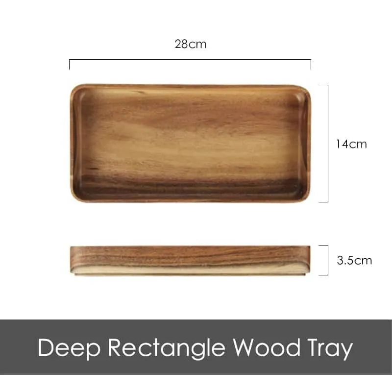 Acacia Wood Geometric Serving Tray