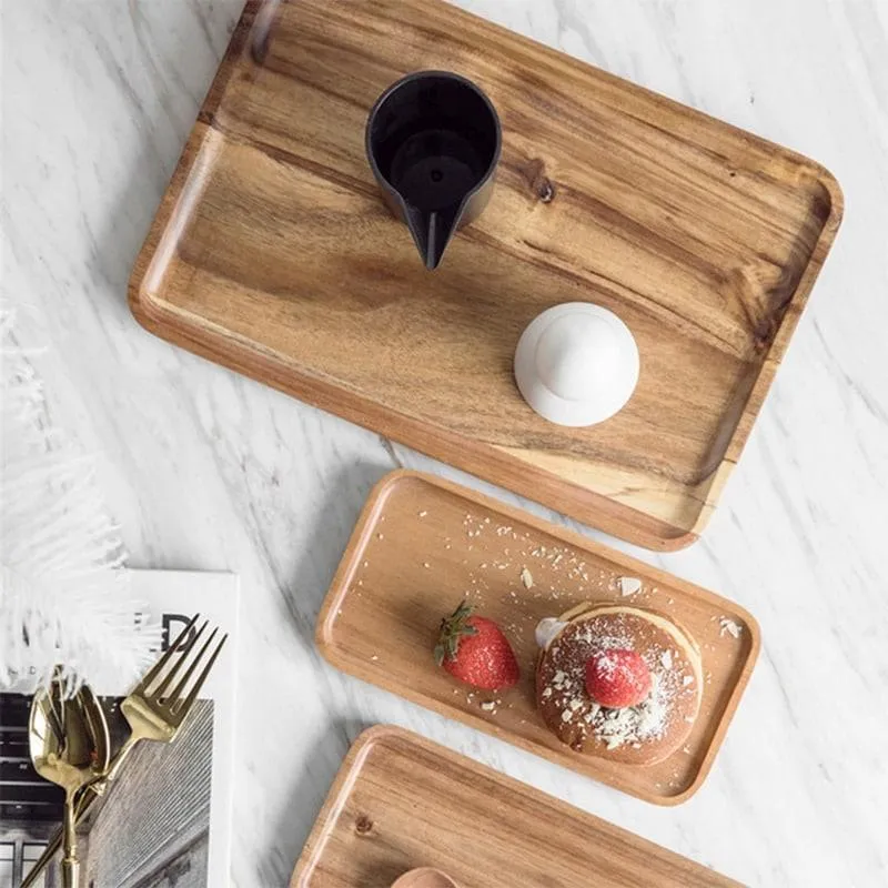 Acacia Wood Geometric Serving Tray