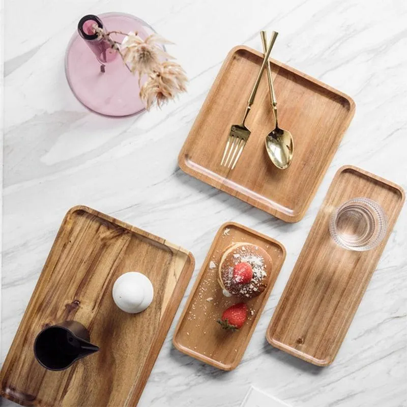 Acacia Wood Geometric Serving Tray