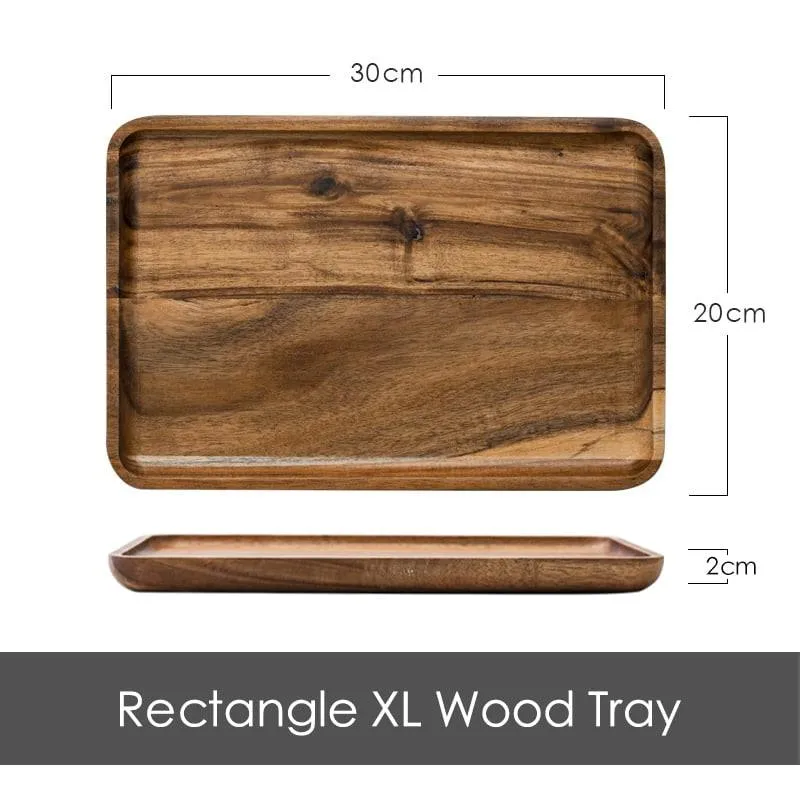 Acacia Wood Geometric Serving Tray