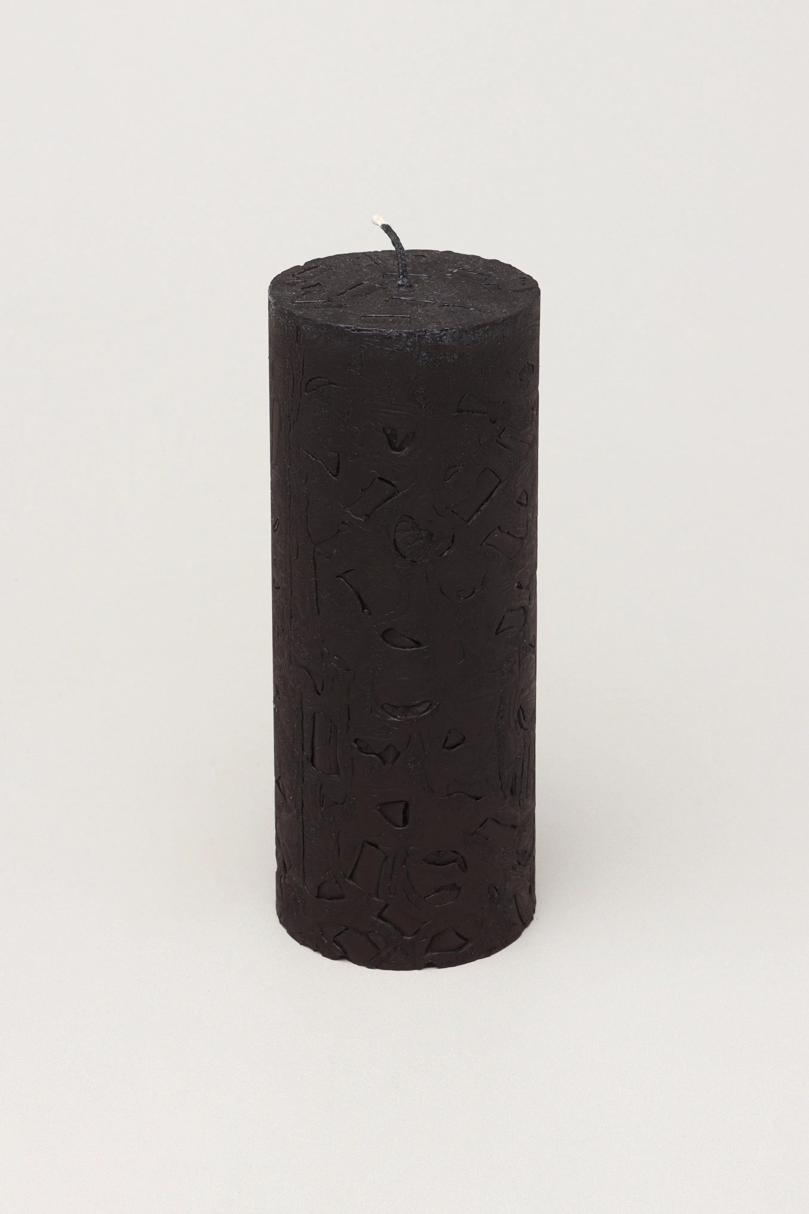Adeline Onyx Matt Black Textured Retro Pillar Candle