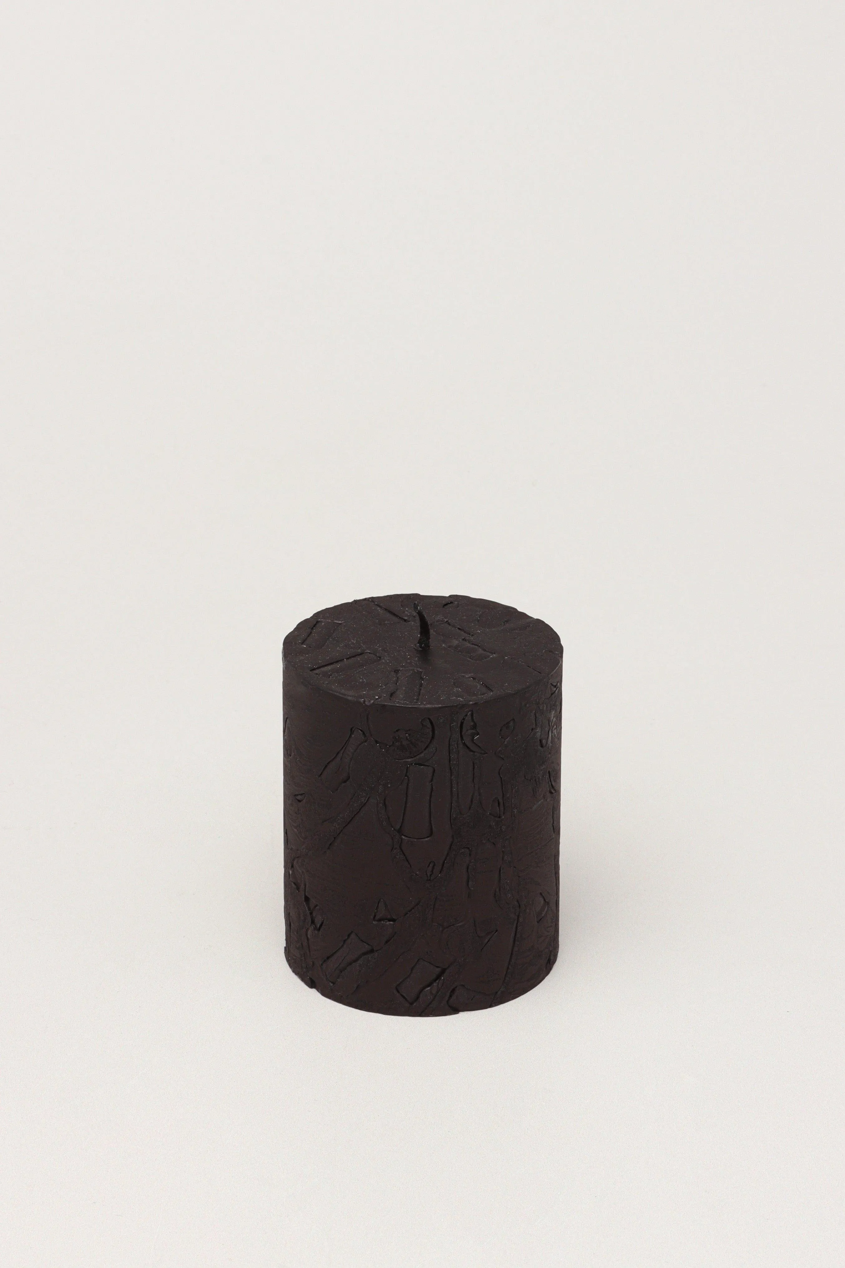 Adeline Onyx Matt Black Textured Retro Pillar Candle