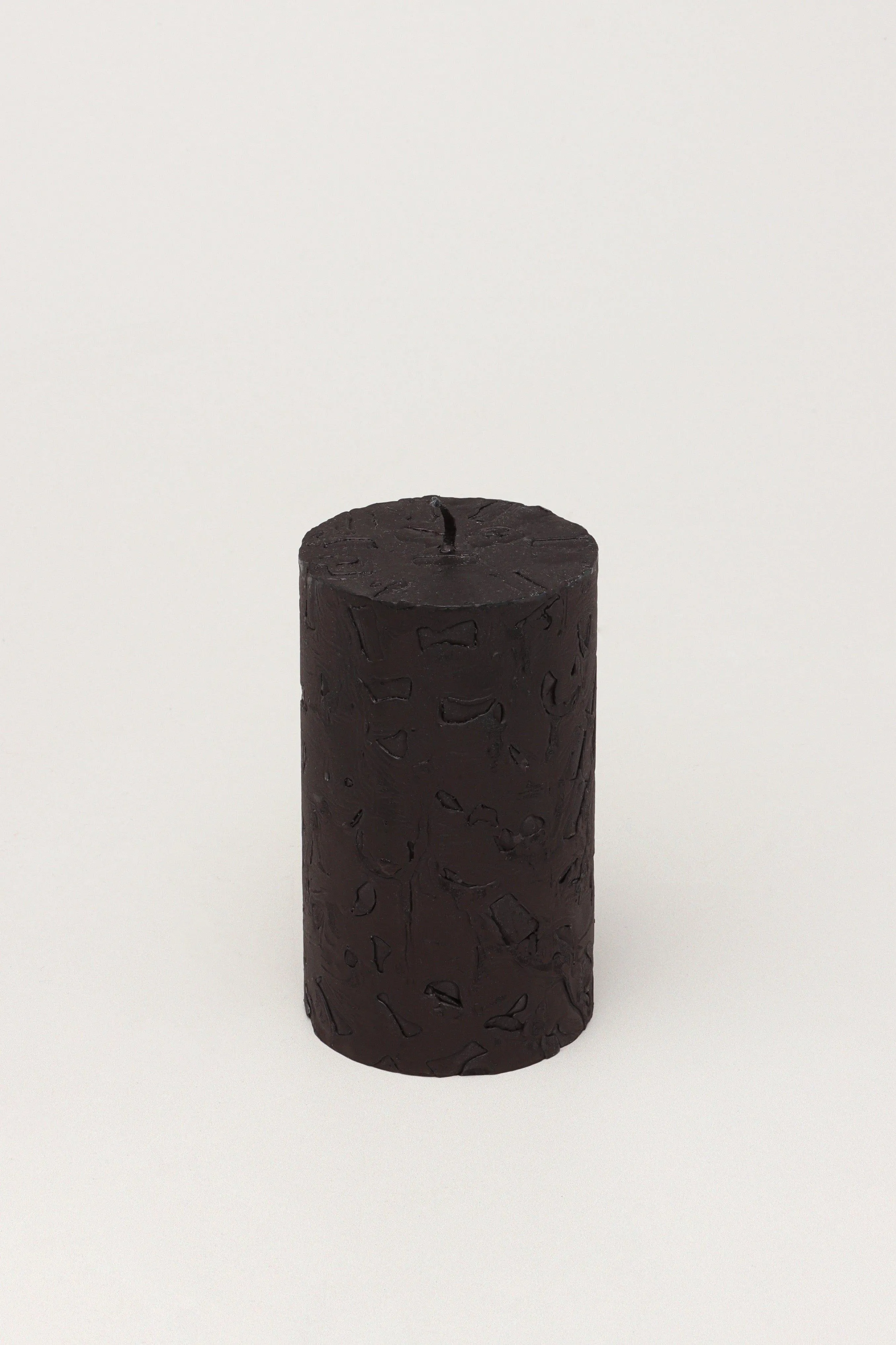 Adeline Onyx Matt Black Textured Retro Pillar Candle