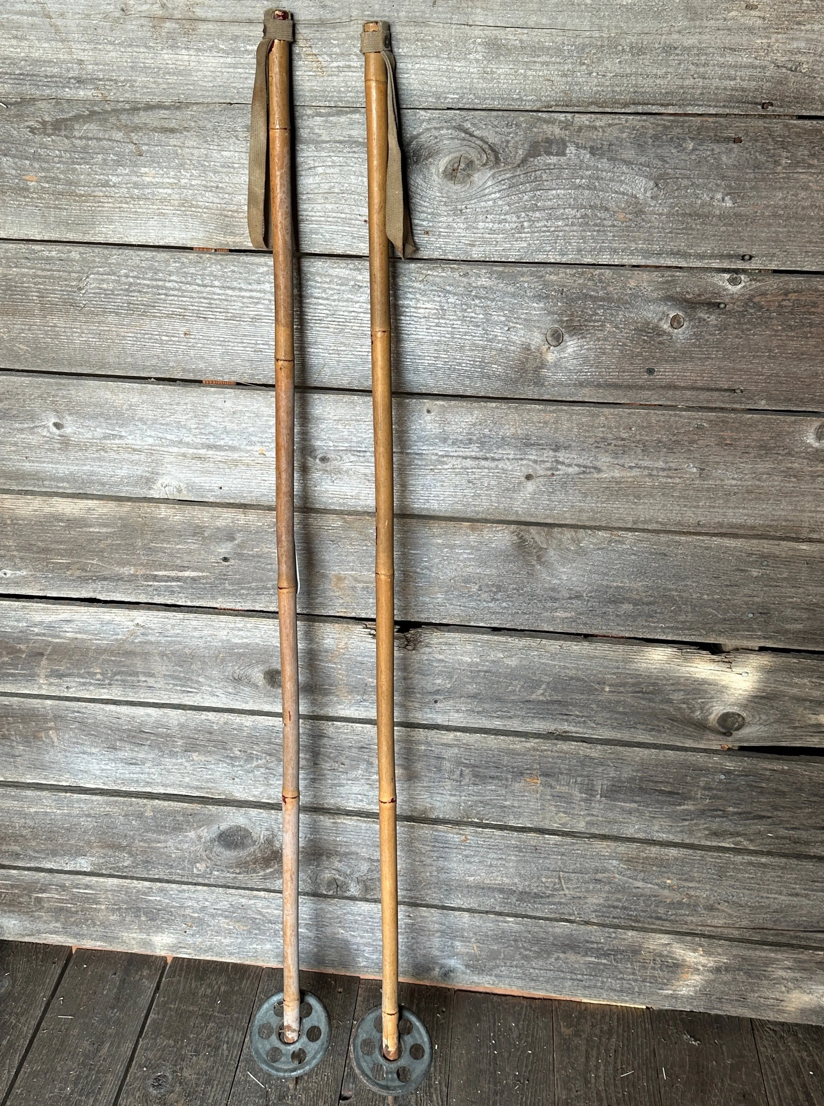 Antique Ski Poles - Metal baskets