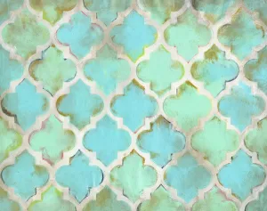 Aqua Moroccan Canvas  - Wall Art - RM215
