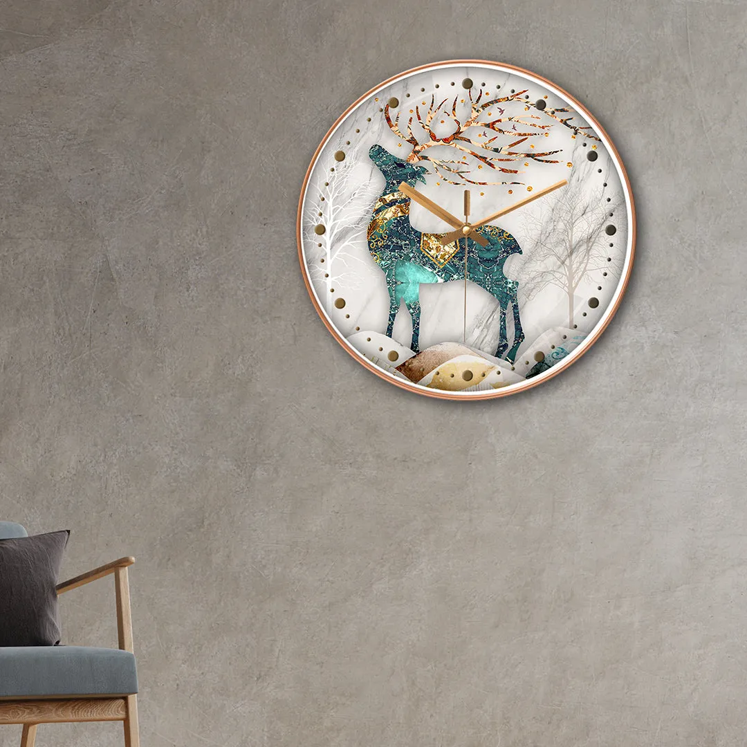 Artwork deer wall clock