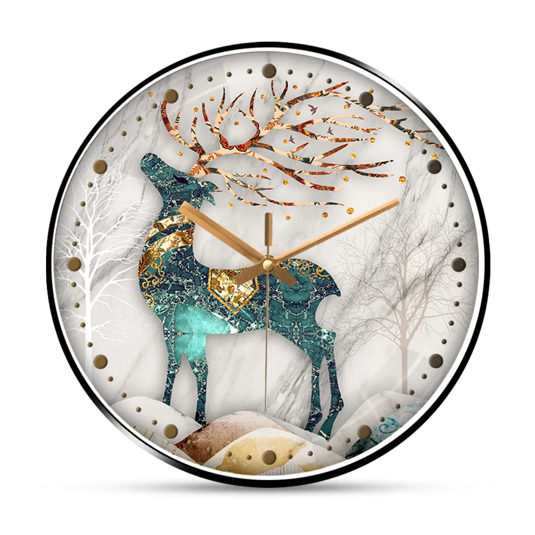 Artwork deer wall clock