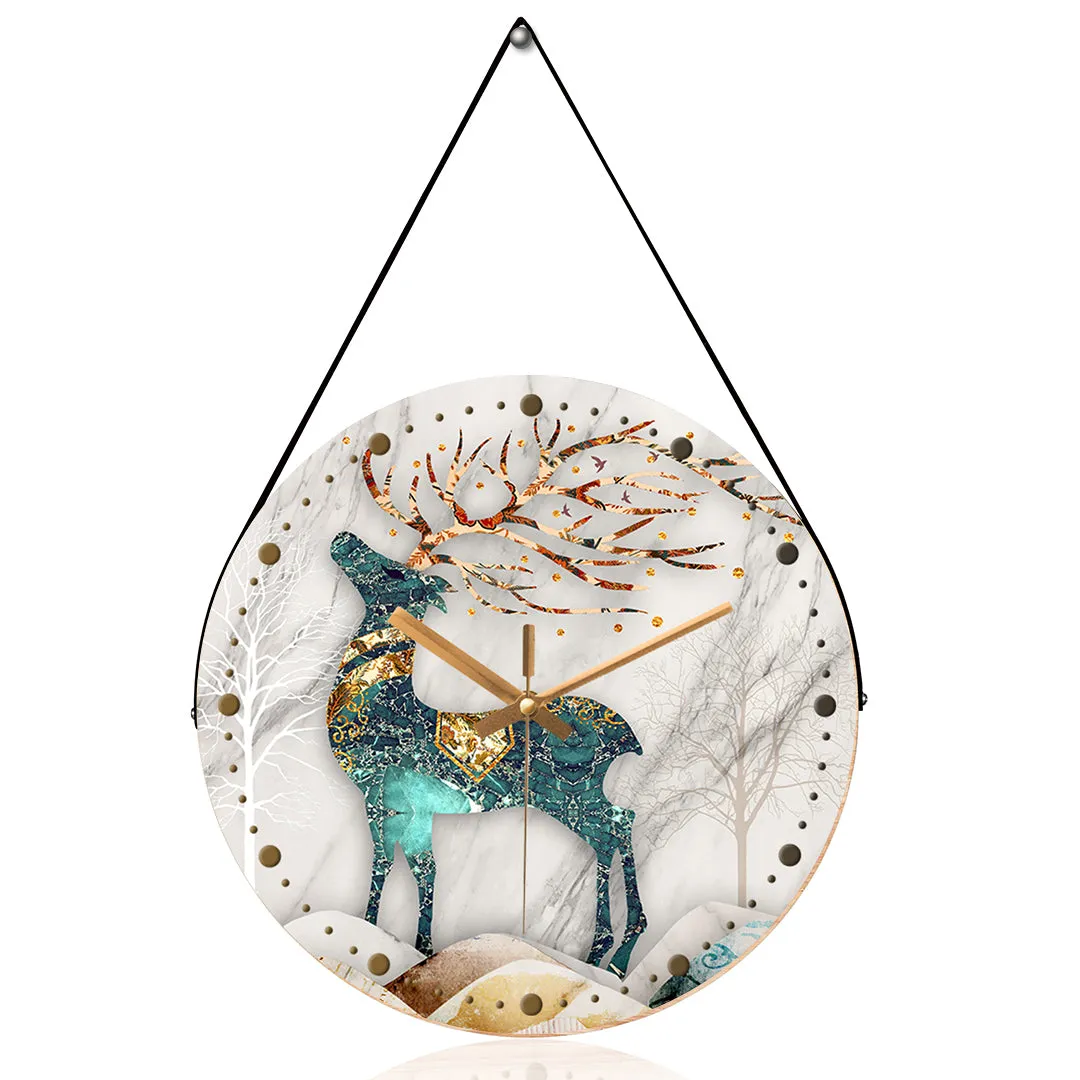 Artwork deer wall clock
