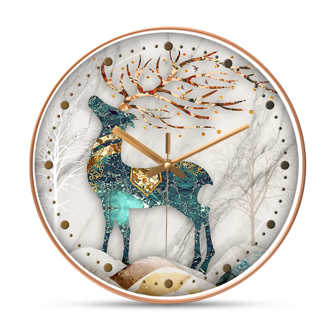 Artwork deer wall clock