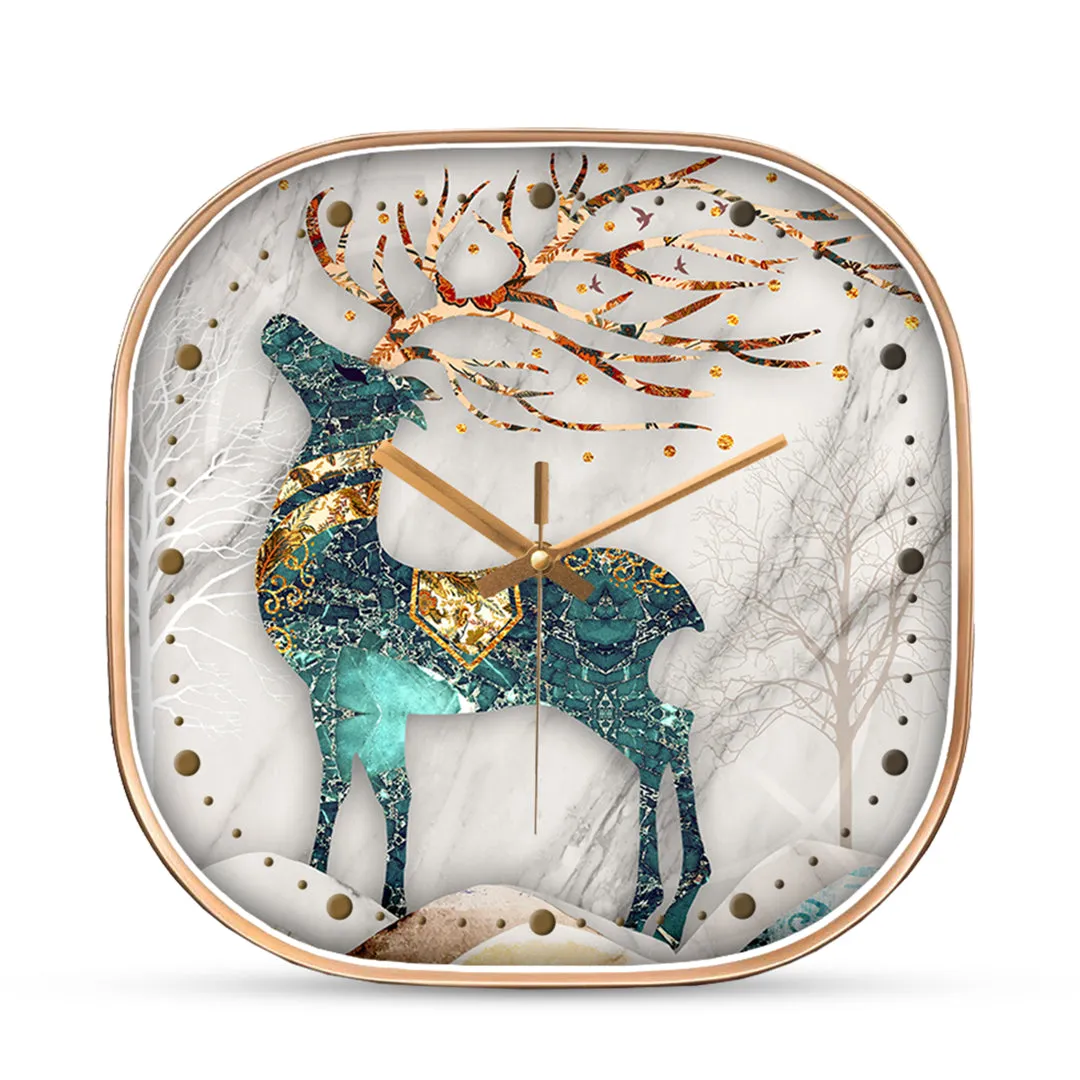 Artwork deer wall clock