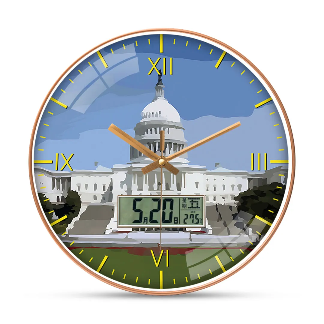 Beautiful capitol in washington city wall clock