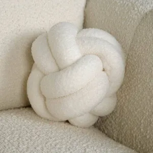 Beige Boucle Knot Ball Cushion - 19cm