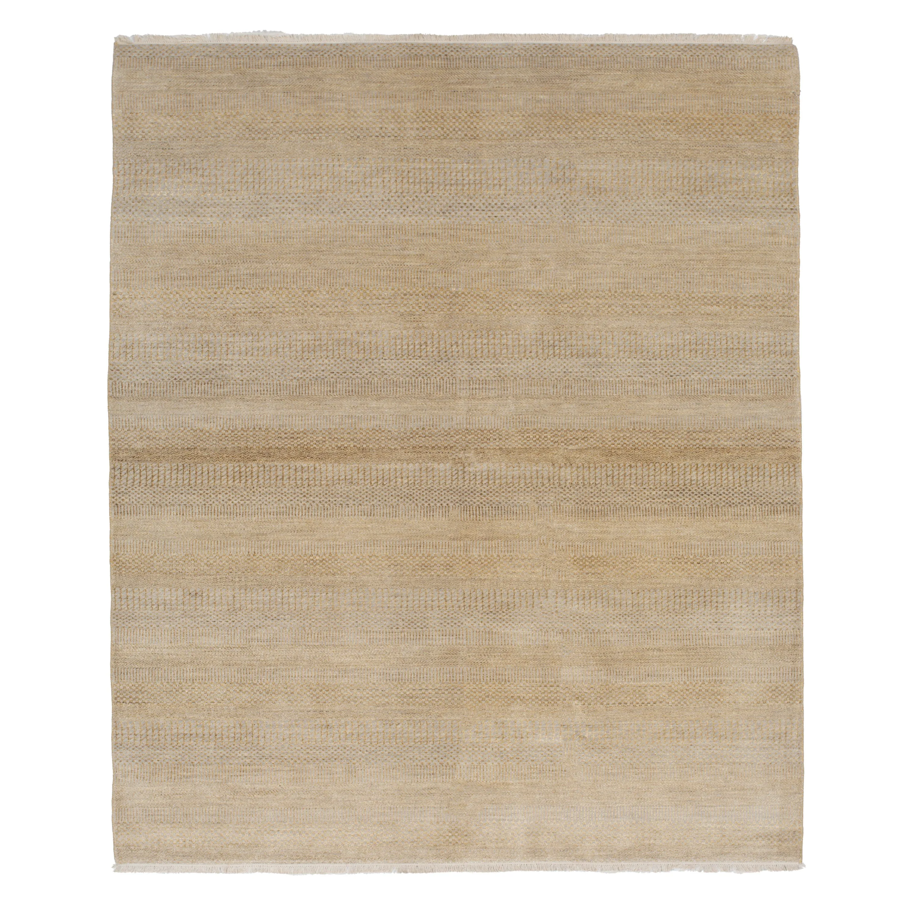 Beige Solid Indo Savannah Rug - 6'3" x 9'1"