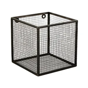 Black metal wall mounted basket