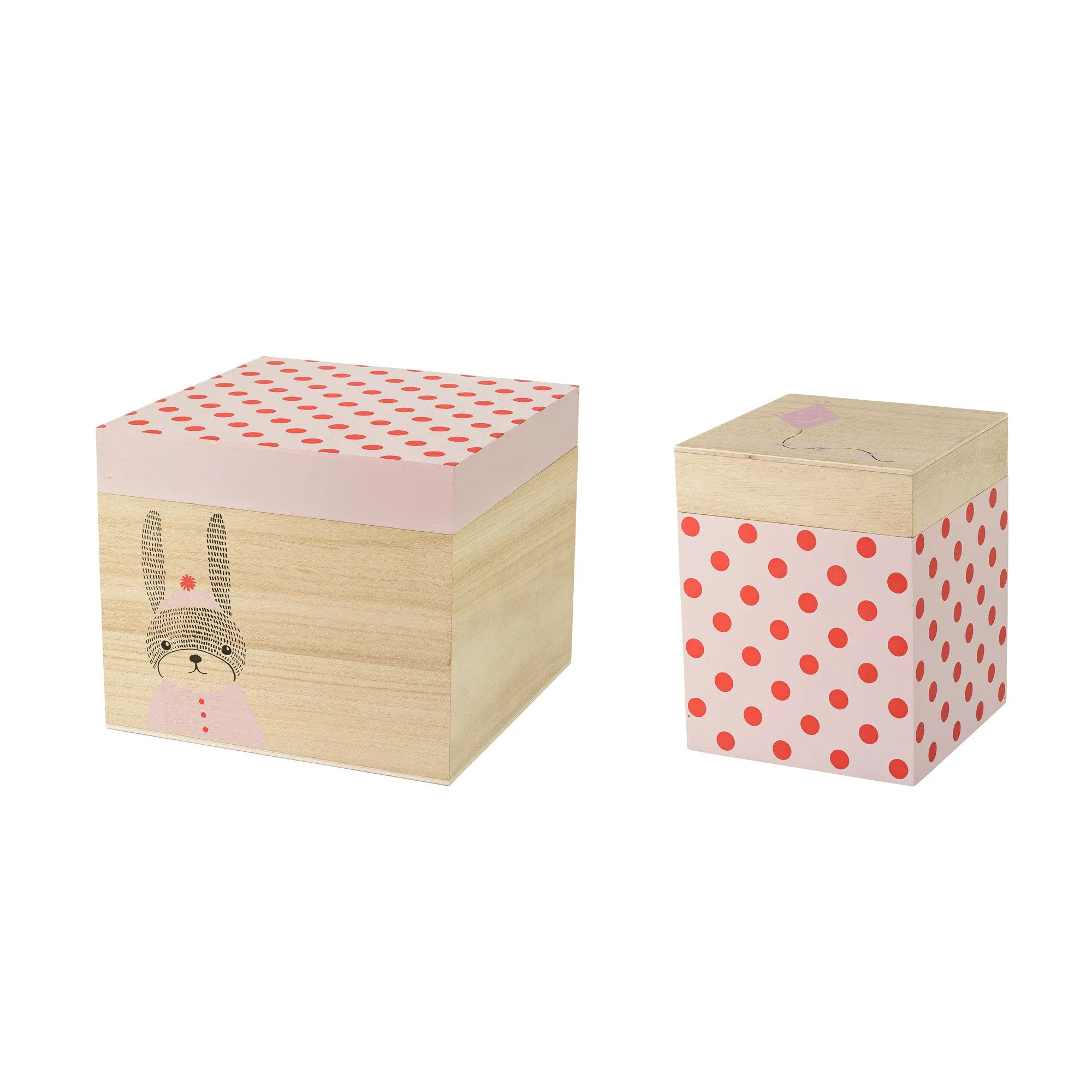 Bloomingville Set of 2 Nature with Red and Nude Print Storage Boxes
