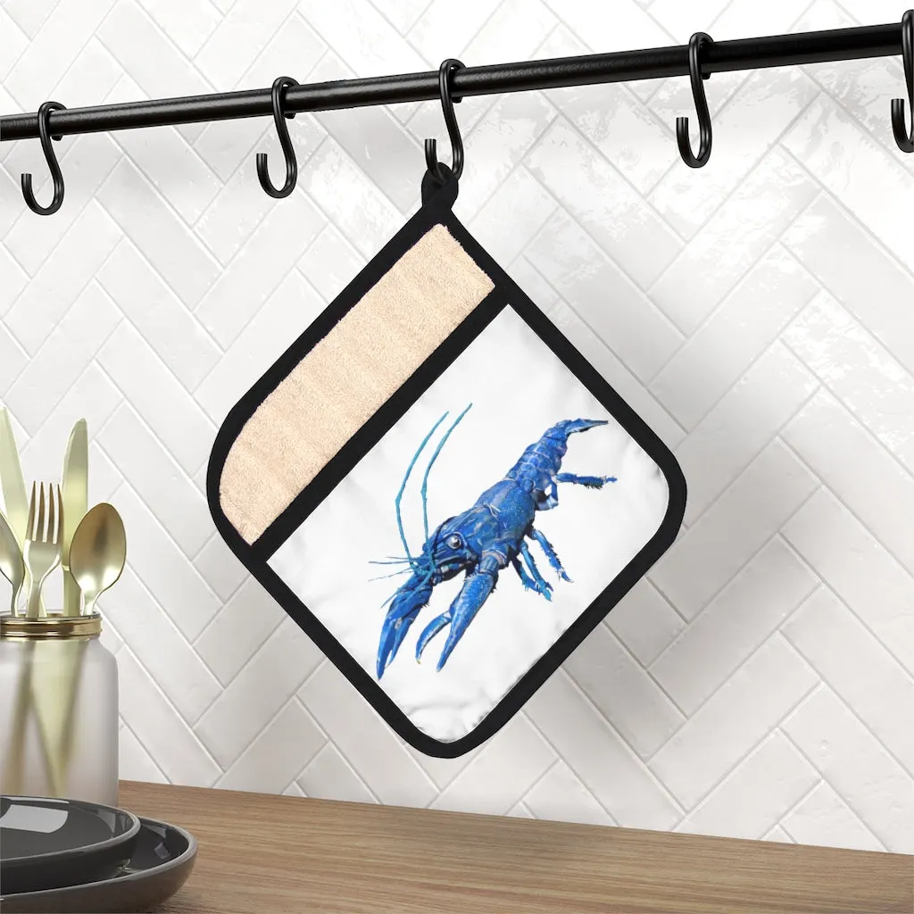 Blue Crawfish Pot Holder with Pocket