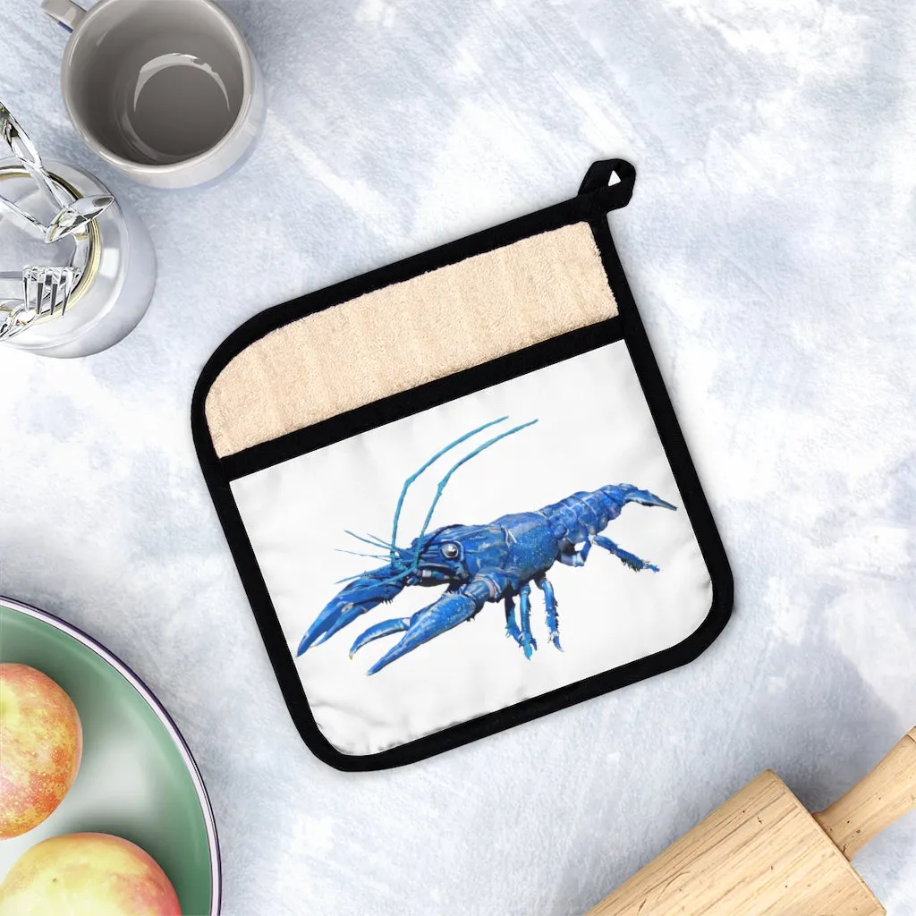 Blue Crawfish Pot Holder with Pocket