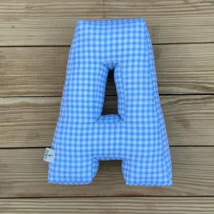 Blue Gingham Alphabet Cushion