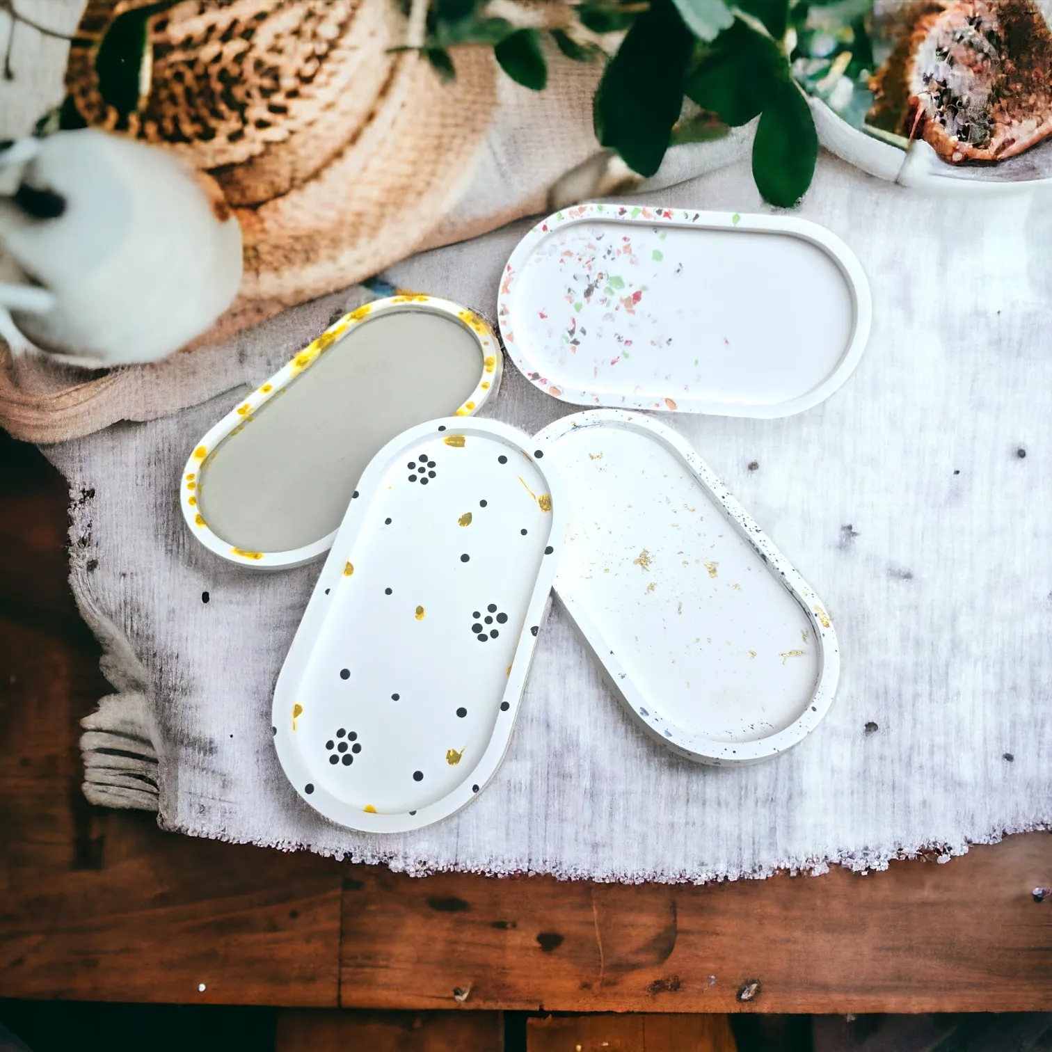 Boho Boujee Oval Cement Trinket Tray