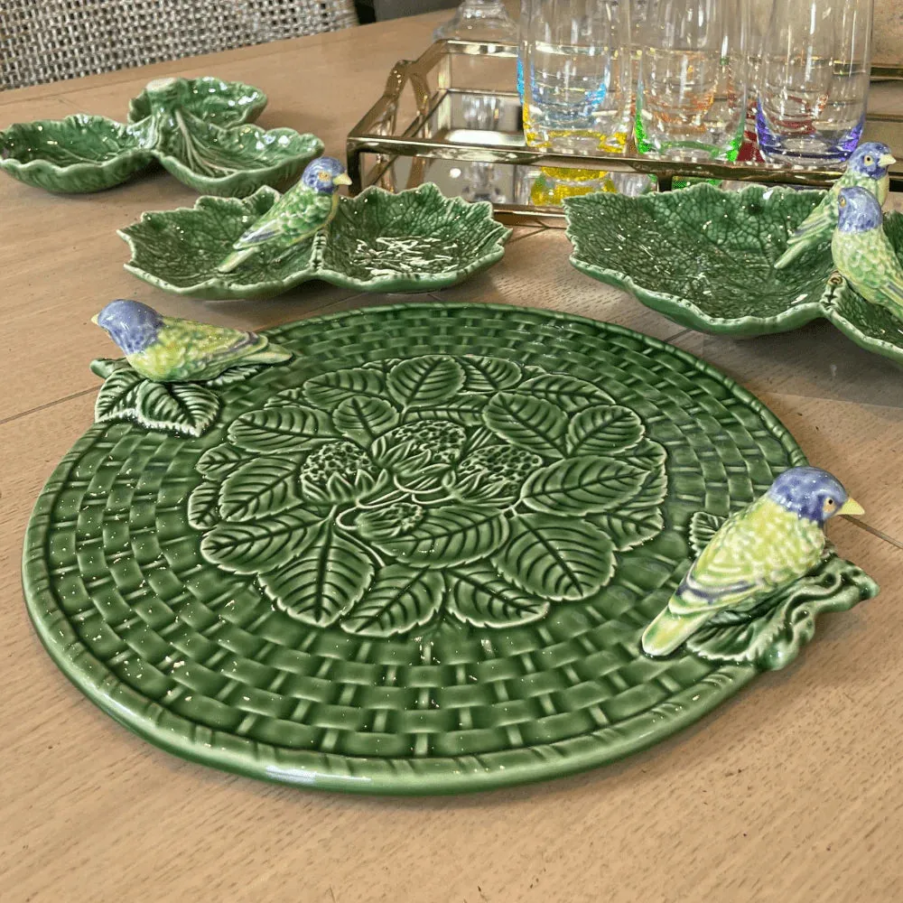 Bordallo Pinheiro Strawberries Cheese Tray with Birds
