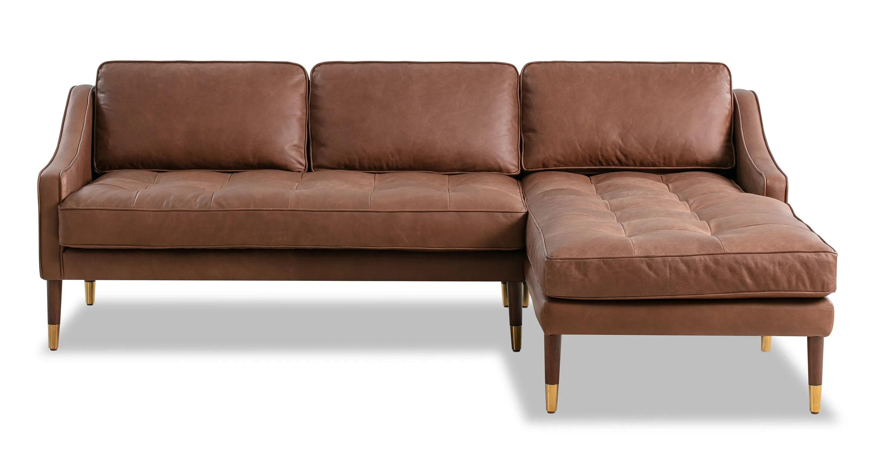 Brando 83" Leather Sofa Right-Facing Sectional by Couch.com