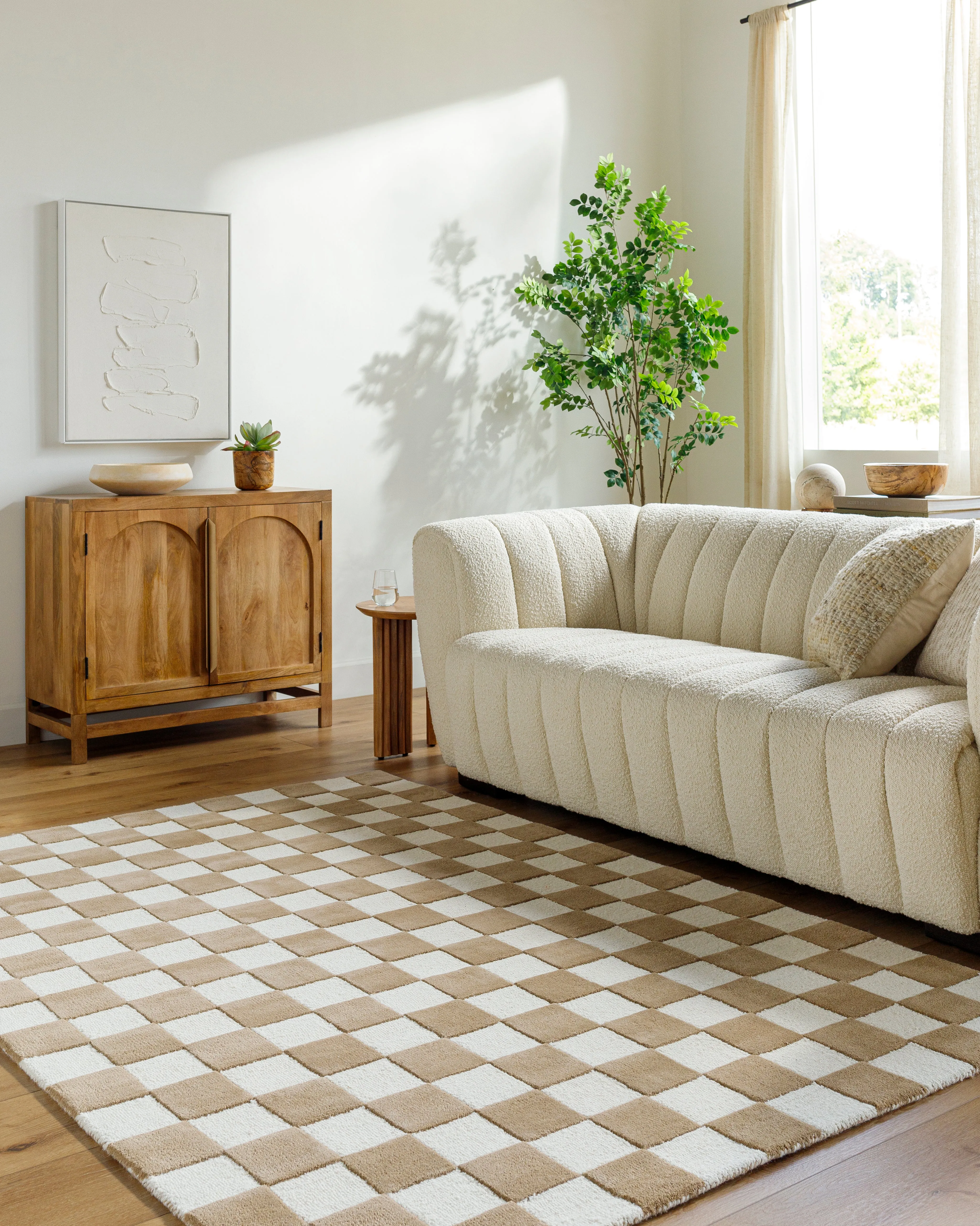 Brooks Checkered Tan Rug