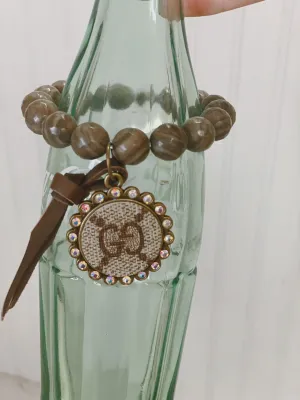 Brown Single Beaded Upcycled Bracelet