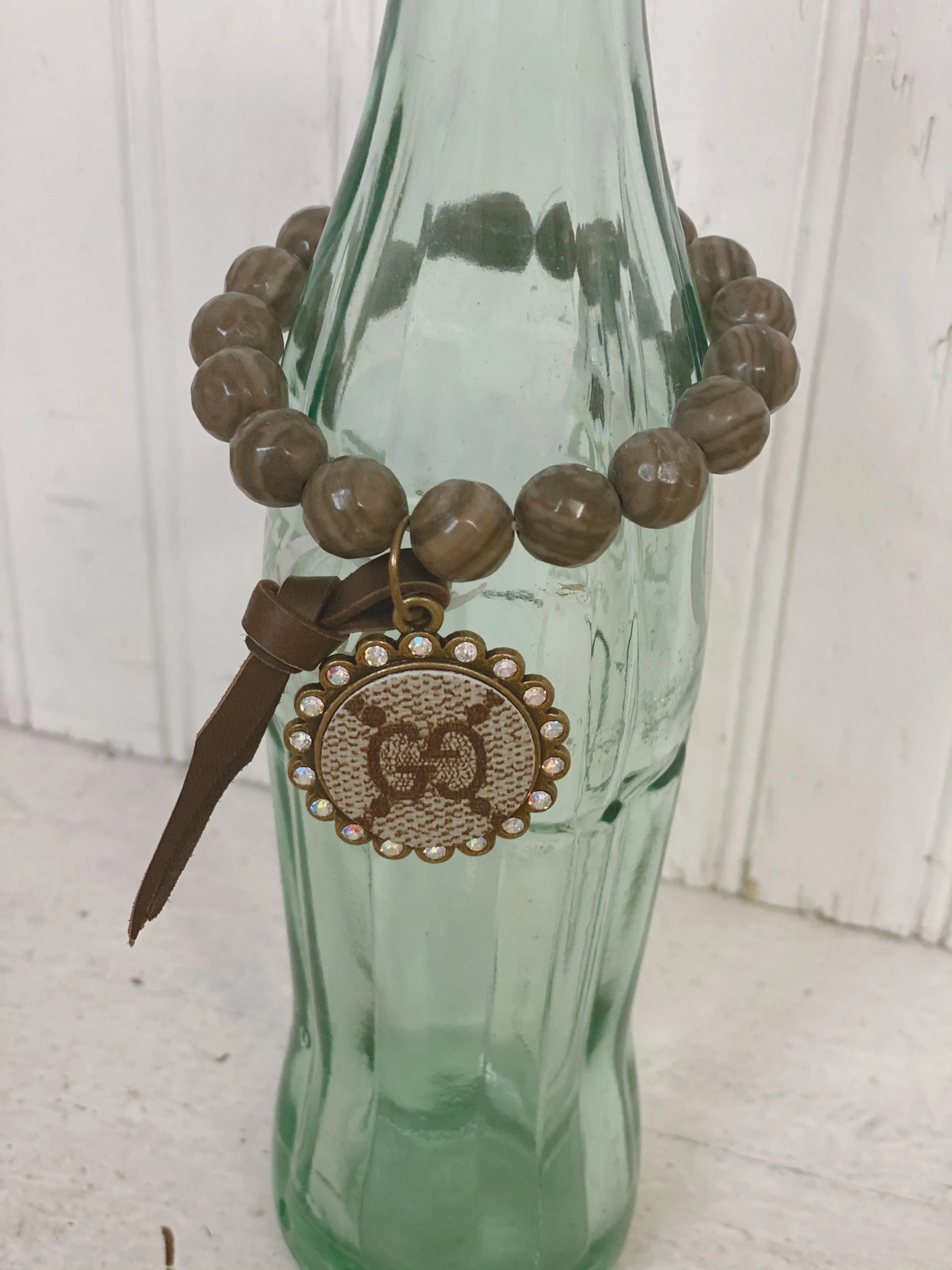 Brown Single Beaded Upcycled Bracelet