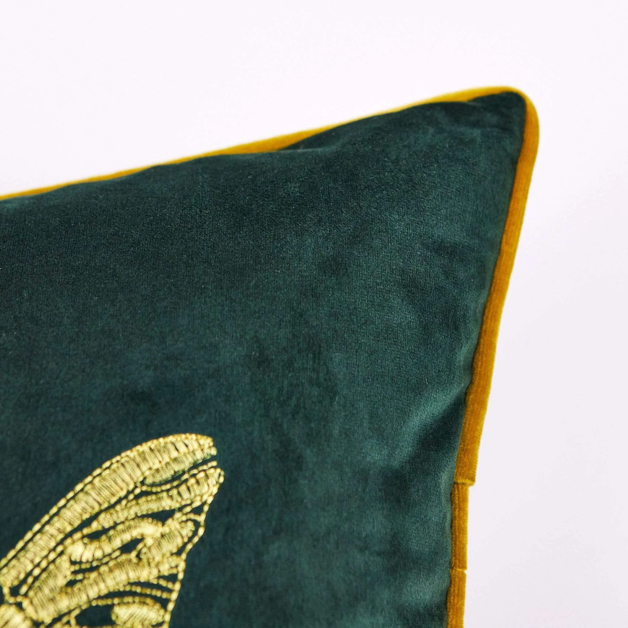 Cerana Emerald Velvet Bumble Bee Cushion