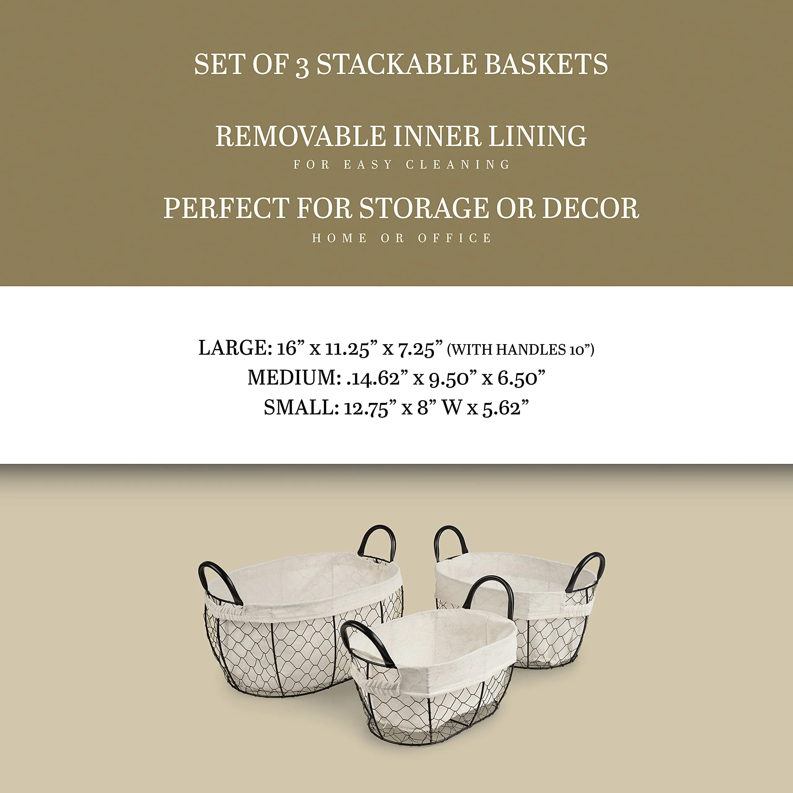 Chicken Wire Storage Baskets (Set of 3)