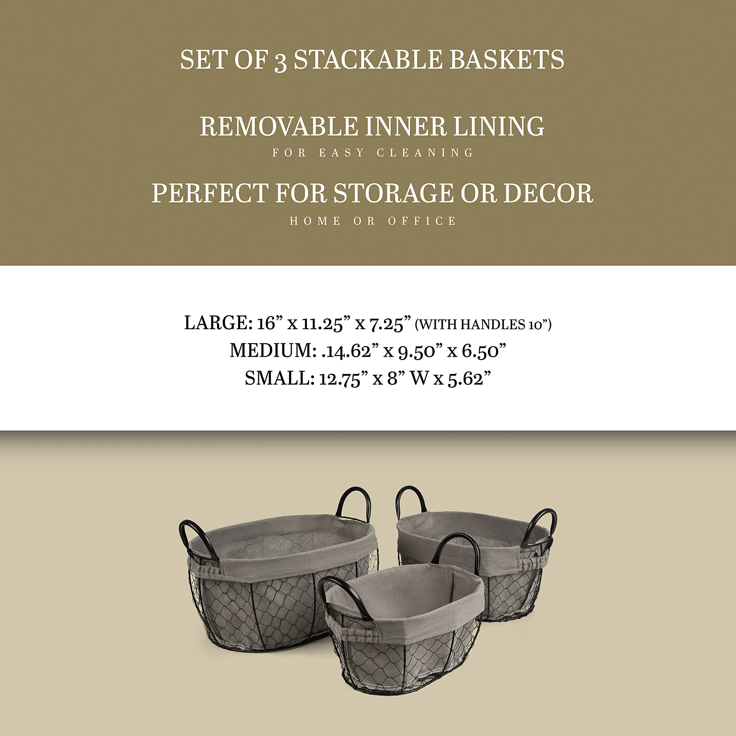 Chicken Wire Storage Baskets (Set of 3)
