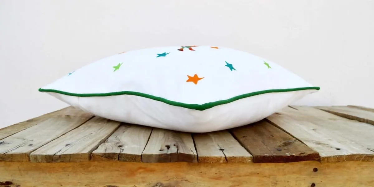 Christmas pillow cover, reindeer, geometrical, embroidered pillow size 16"X 16"