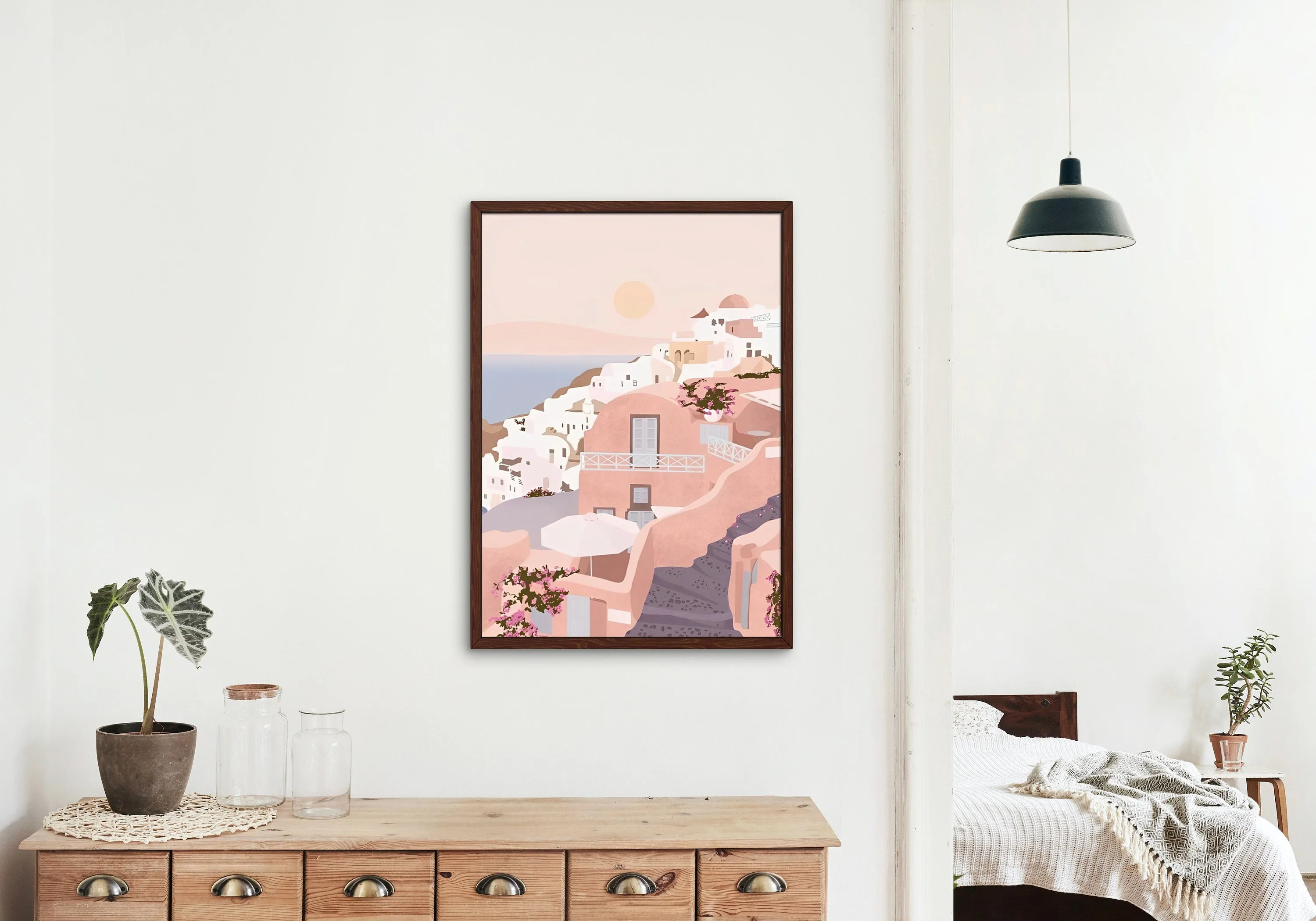 Coastal Danish Pastel Print Set Of 3 PRINTABLE WALL ART, Coastal Wall Art, Light Pink Wall Art, European Coast, Pastel Pink Wall Decor, Santorini