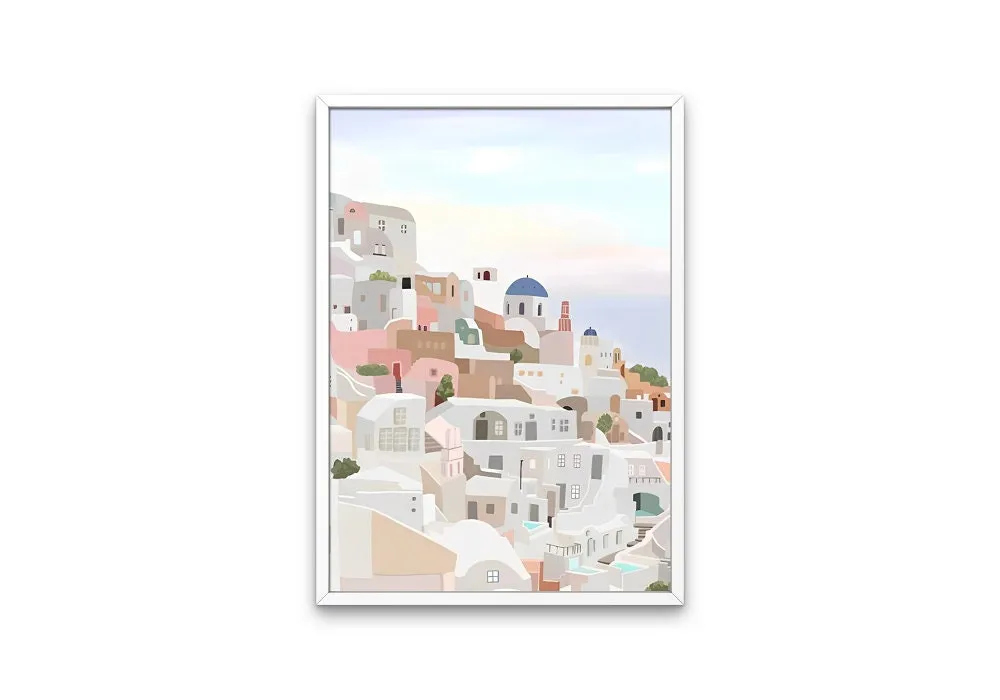 Coastal Danish Pastel Print Set Of 3 PRINTABLE WALL ART, Coastal Wall Art, Light Pink Wall Art, European Coast, Pastel Pink Wall Decor, Santorini