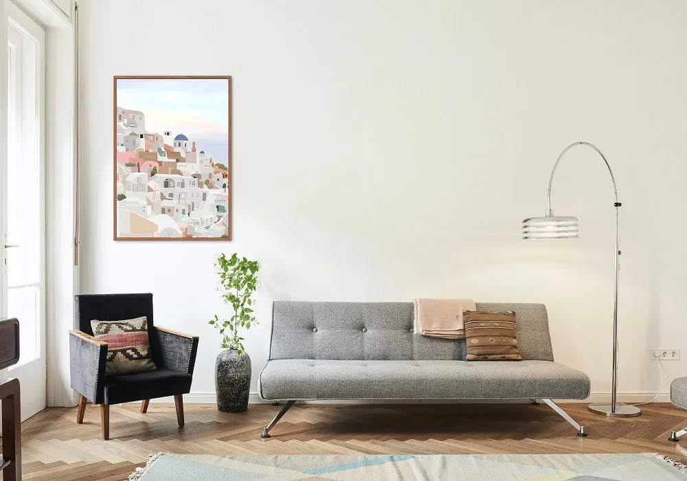 Coastal Danish Pastel Print Set Of 3 PRINTABLE WALL ART, Coastal Wall Art, Light Pink Wall Art, European Coast, Pastel Pink Wall Decor, Santorini
